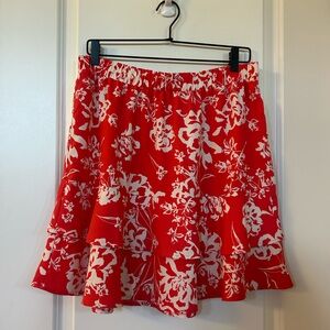LOFT Coral and White Floral Mini Skirt